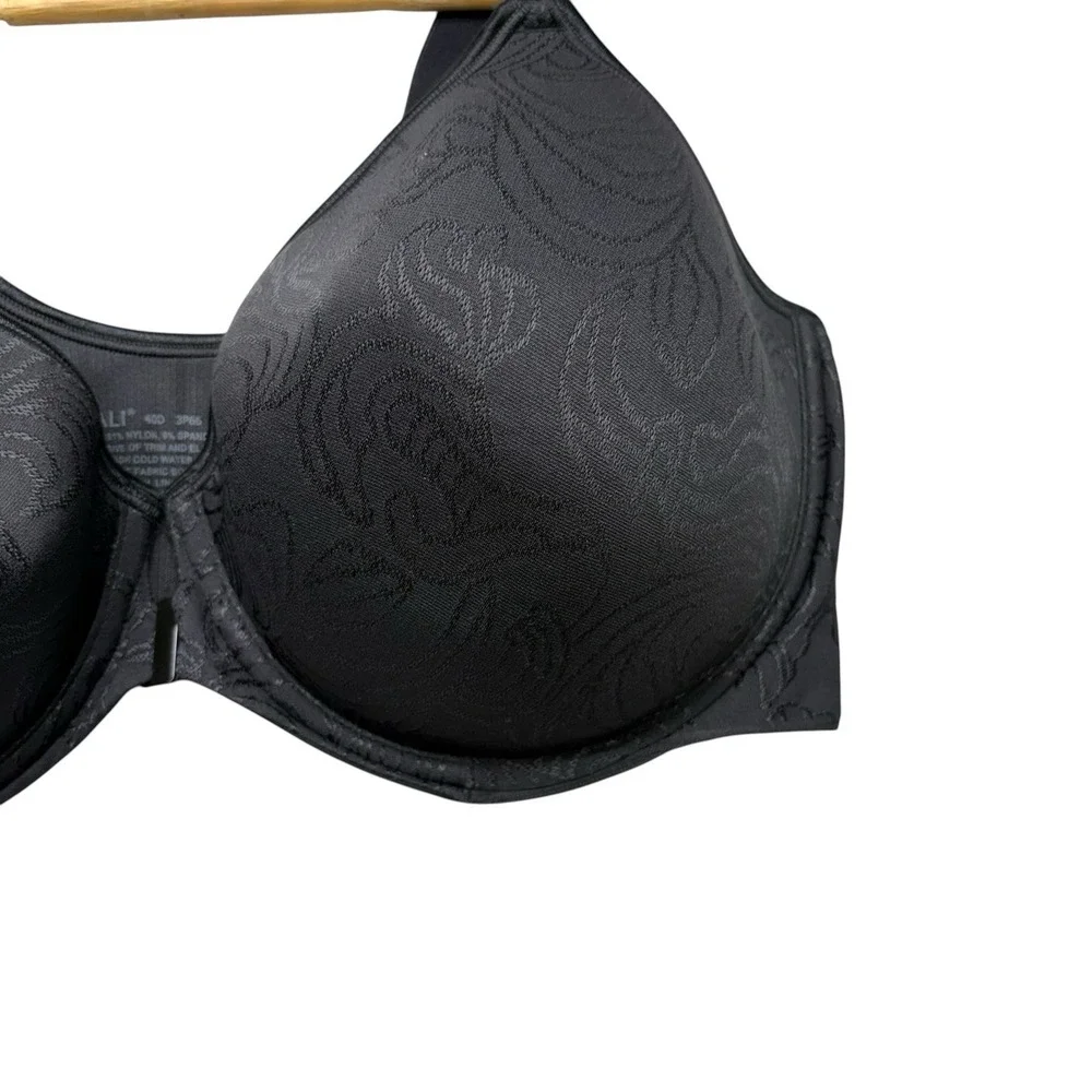 Bali Womens Bra 40D Black Underwire Front Clasp Lightly Lined Adjustable Strap